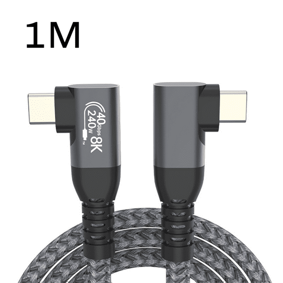 USB 4 90 Degree Angle Cable 40Gbps USB4 Elbow Type C Data Transfer Cable USB C PD240W Fast Charging 1M