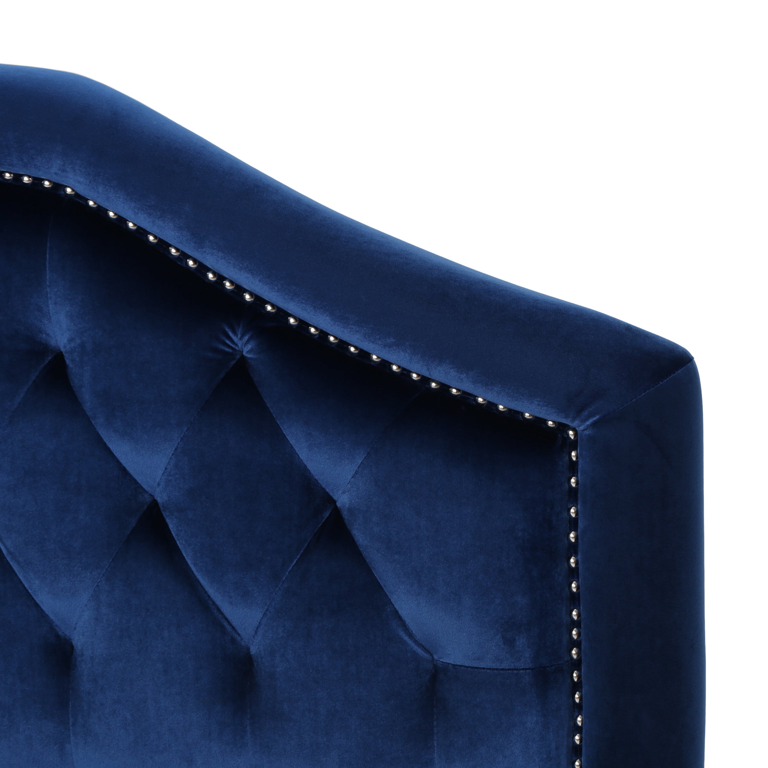 Lazarus Glam Velvet Full/Queen Headboard, Navy Blue and Black