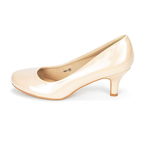 købe Sammenhængende Demontere Dream Pairs Women's Bridal Wedding Party Low Heel Pump Shoes Luvly Nude/Pat  Size 6.5 - Walmart.com