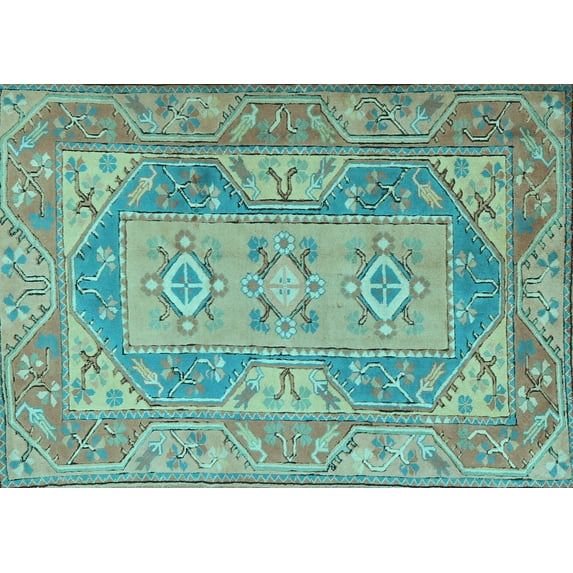 Ahgly Company Indoor Rectangle Oriental Light Blue Traditional Area Rugs, 3' x 5'