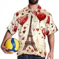 thumbnail image 4 of Eiffel Tower Valentine's Day Men's Casual Hawaiian Shirts, Printed Button Down Short Sleeve Summer Beach Tops with Spread Collar - Unisex, 4 of 6