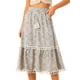 thumbnail image 1 of Falda de flecos con borlas escalonadas con cintura elástica y estampado vintage para mujer Azul L, 1 of 5