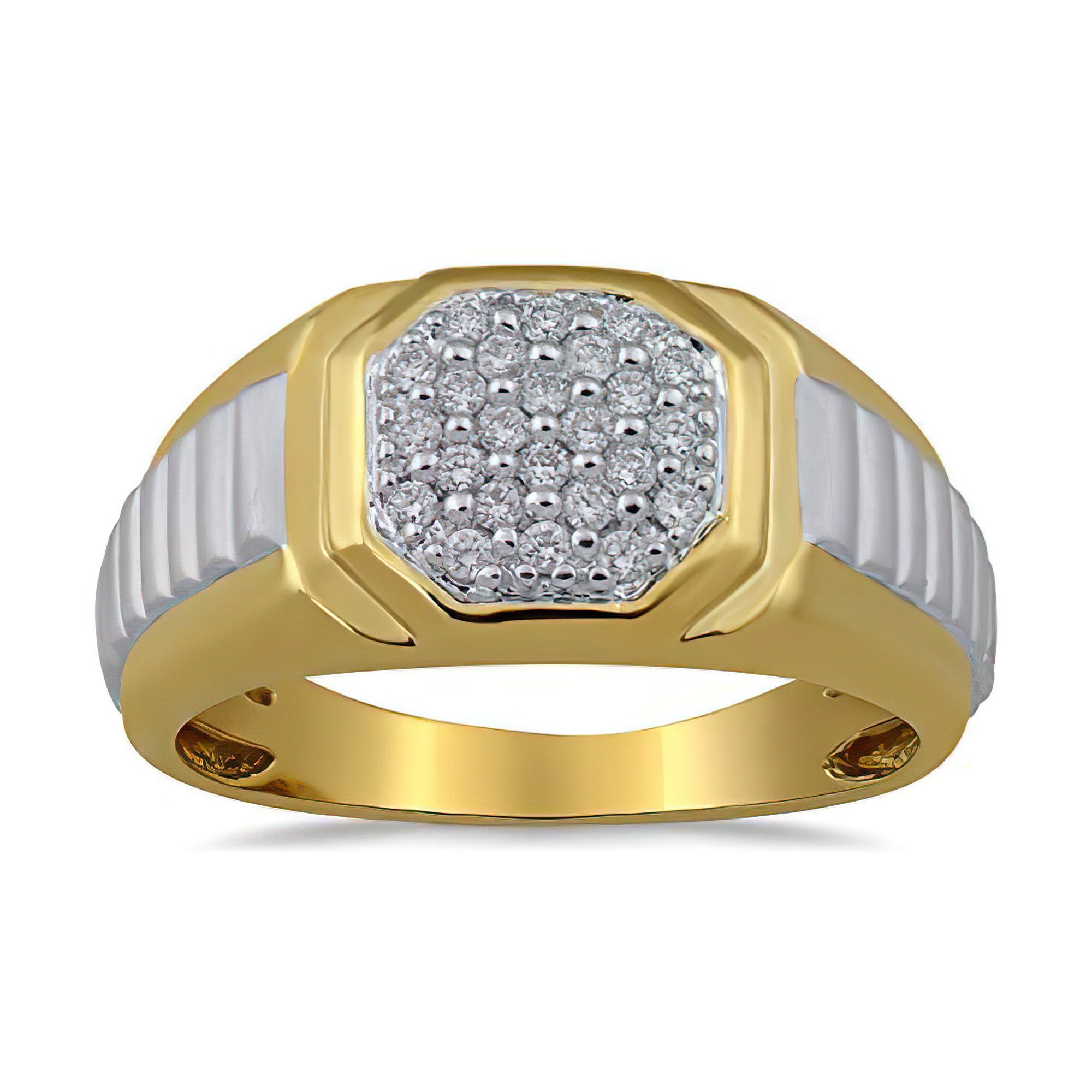 Mens Diamond Ring Sterling Silver or Gold Plated Silver Perfect Pinky Ring 