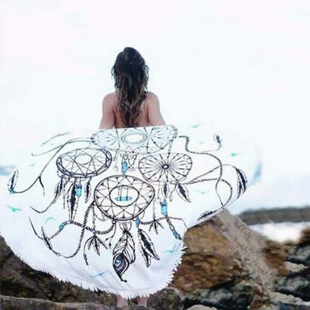 Friends Tapestry Throw 57'' Round Bohemian Dream Catcher Beach Hippie Throw Towel Blanket Tapestry Yoga Mat ()