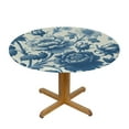 thumbnail image 3 of Nawypu  Round Fitted Tablecloth Blue Flower Floral Round Table Cloth with Elastic Edged Vintage Waterproof Wipeable Table Cover, 3 of 7