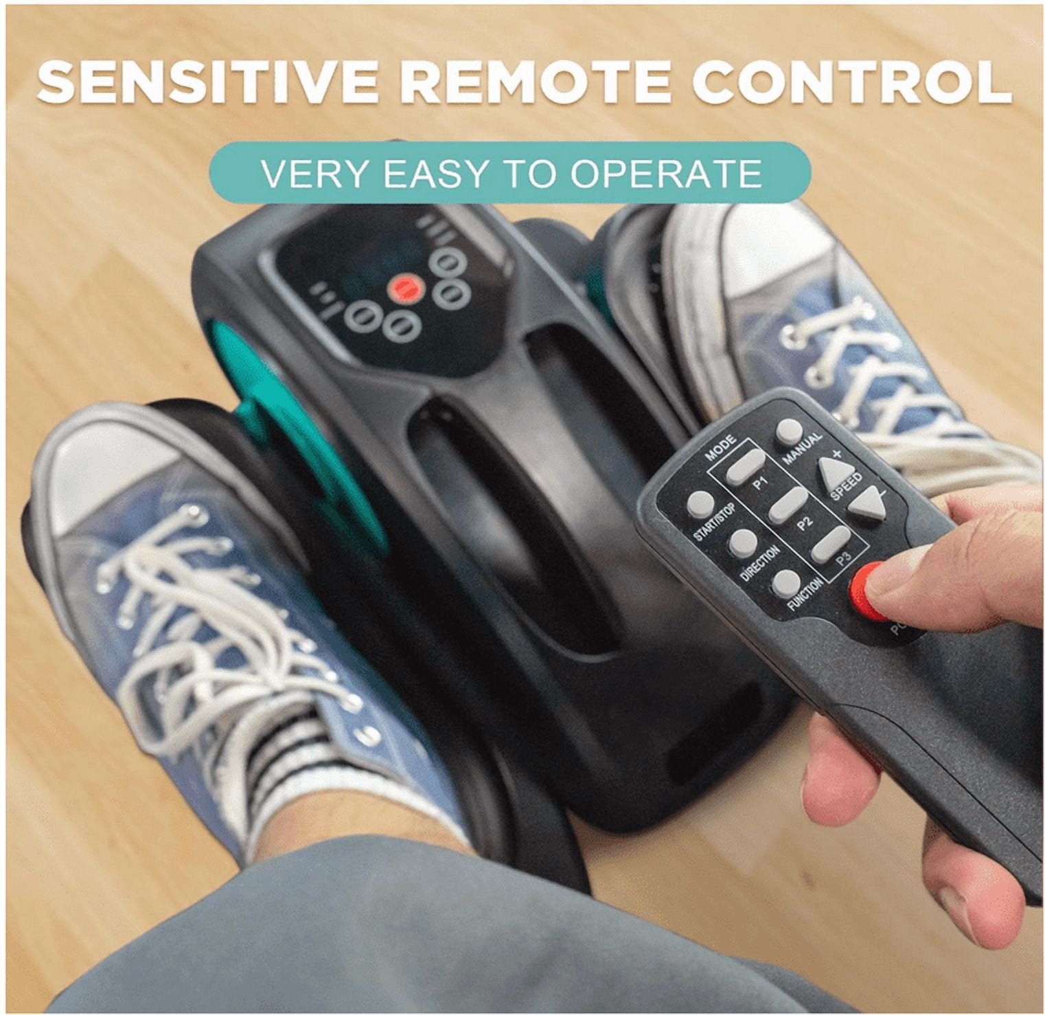 Under Desk Elliptical Machine - Electric, Quiet & Fully Assembled for Seniors. Portable Seated Leg Exerciser with Remote Control. ESL Pedal Trainer