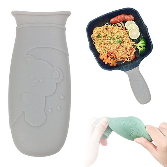 FXMLRLK Silicone Hot Handle Holder, Potholder for Cast Iron Skillets, Pans, Frying Pans & Griddles, Metal and Aluminum Cookware Handles - Sleeve Grip, Handle Cover, Gray Small