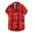 thumbnail image 1 of Camisas De CompresióN Para Hombre Camiseta holgada informal para hombre, camiseta con botones estampados a la , blusa de manga corta con solapa y bolsillo para verano (Red, XL), 1 of 6