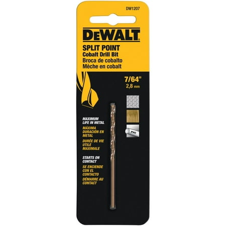 

DEWALT DW1207 7/64-Inch Cobalt Split Point Twist Drill Bit