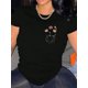 thumbnail image 1 of Camiseta De Mujer De Verano Suave Y Ligera Básica Para Llevar DeportesPocket Floral Creative Simple Abstract Pattern Print Women's Fashion Trendy Round Neck Short Sleeve, Simple Casual Sports T-shir, 1 of 7