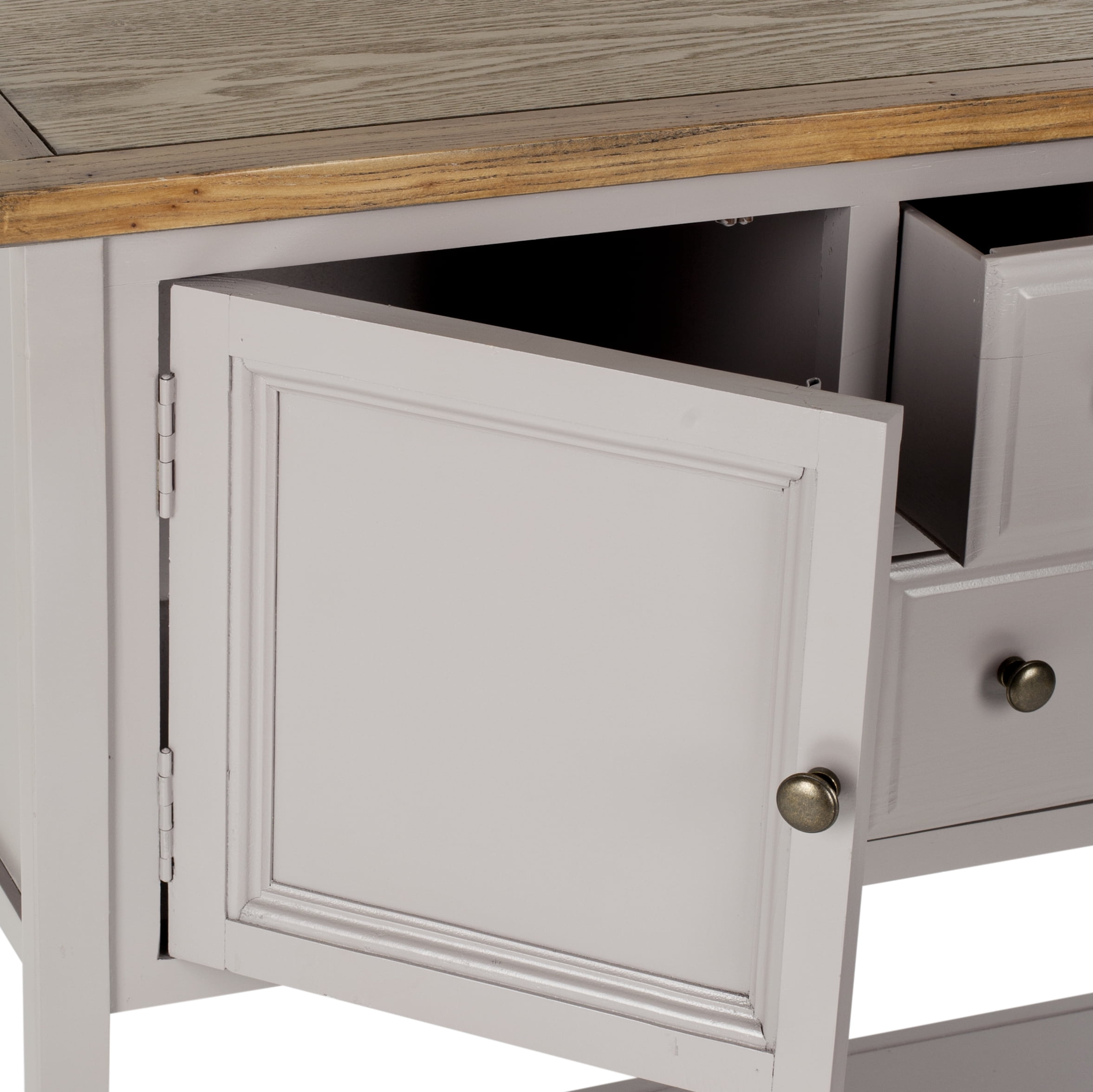 SAFAVIEH Charlotte Rustic Storage Sideboard w/ 2 Cabinets & 4 Drawers, Quartz Grey/Oak