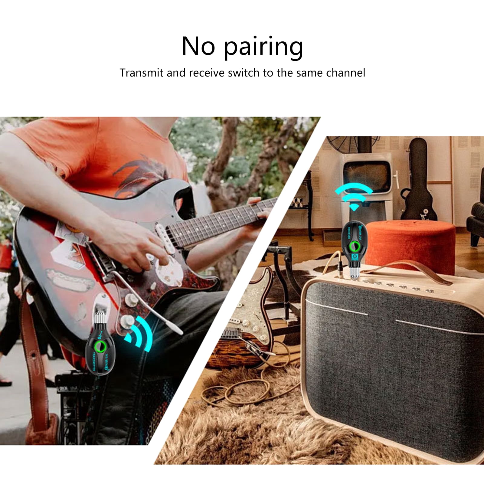 Yoetaun 2.4GHz Guitar Wireless Systems Guitar Transmitter Receiver Systems Digital Guitar Systems Cordless Guitar Socket Leads