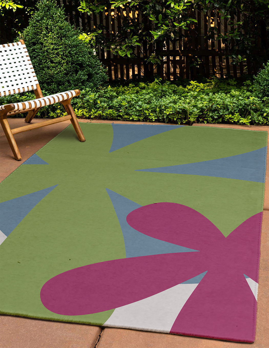 4' x 6' Simply Daisy Bold Flowers Modern & Contemporary Chenille Area Rug, Apple Green