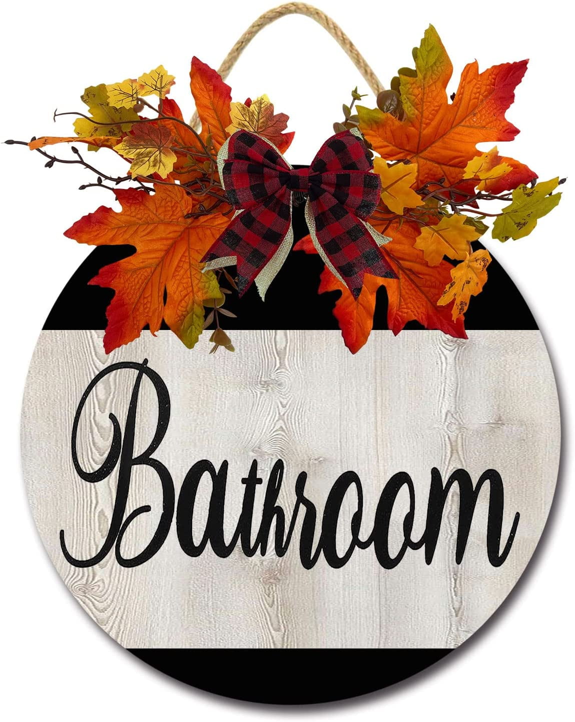 Eveokoki 11" Bathroom Sign,Hanging Wall Art,Decorative Wood Sign Home or Office Bathroom Door