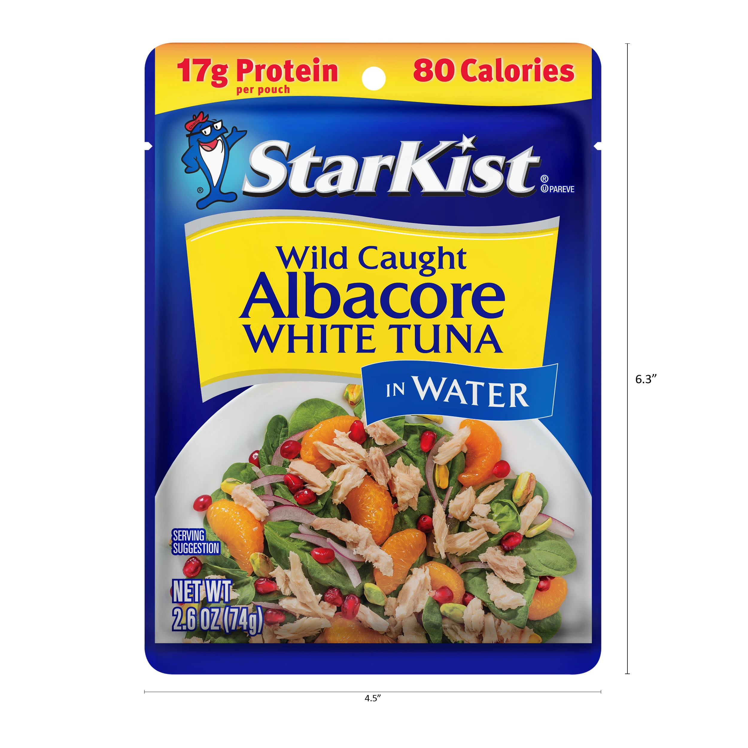 (6 pack) StarKist Albacore White Tuna in Water, 2.6 oz Pouch