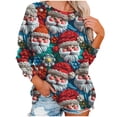thumbnail image 5 of jjayotai Women's 3D Ugly Christmas Sweater, Plus Size Vintage Colorful Santa Print Sweatshirt, Plus Size Retro Santa Long Sleeve Tunic Blouses for Women Gift Light Blue XL, 5 of 7