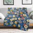thumbnail image 5 of Floral Colorful Flower Flannel Blanket Lightweight Blanket for Couch Sofa Bed, Super Soft Cozy Print Warm Blanket, 5 of 7