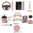 thumbnail image 7 of Yuyamidu Cherry Car Seat Cover Set 15 Pack Daisy Steering Wheel Cover Seatbelt Strap Pad Trash Bin Air Vent Mount Storage Box Rearview Mirror Cover Cup Holder Key Chain, Pink, 7 of 7