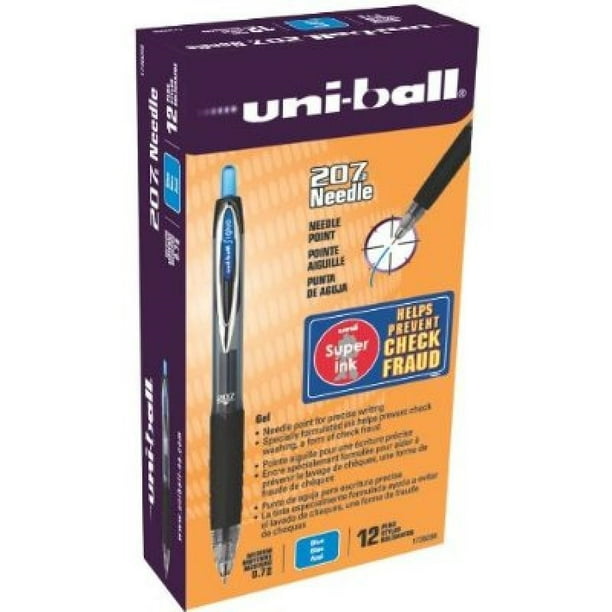 uniball 207 Needle Retractable Gel Pens, Medium Point (0.7mm), Blue