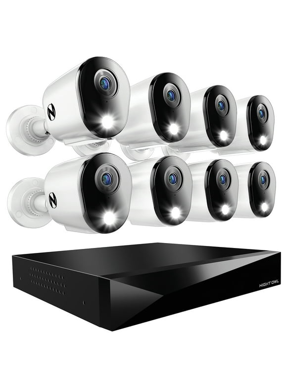 Night Owl 2-Way Audio 12 Channel DVR System with 1TB Hard Drive and 8 White 1080p Cameras