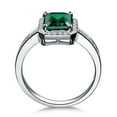 thumbnail image 3 of Classic Halo Art Deco 1.75 Carat Green Emerald 7x5mm Emerald Cut Moissanite Diamond Engagement Ring in 10k White Gold, 3 of 5