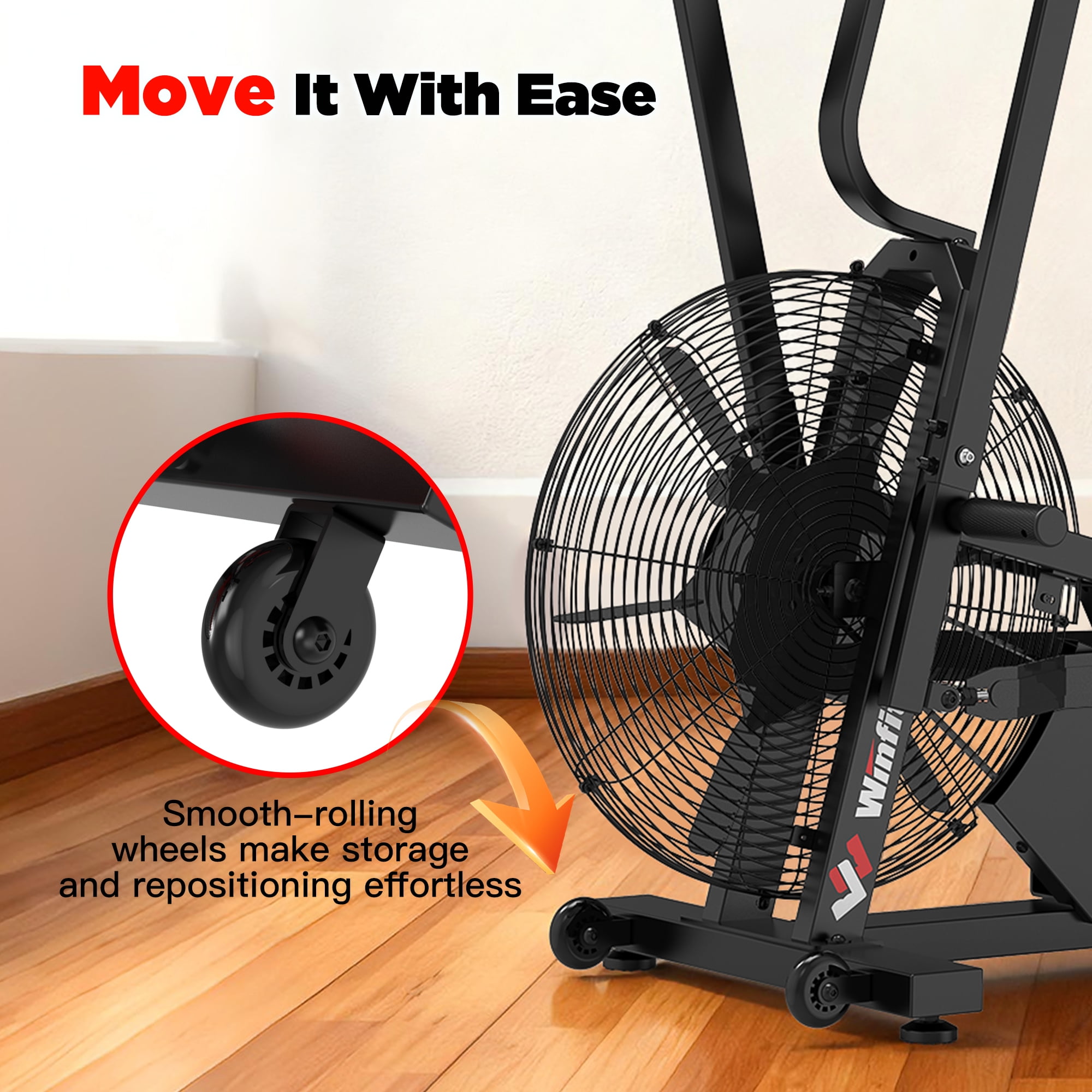 Winfita Commercial Built-in Bluetooth Air Bike, Adjustable Air Resistance with Dual-Action Handlebars, Heavy Duty Indoor Cycling Bike for Home Gym Traininning, 350lbs Arm/Leg Cardio Workout
