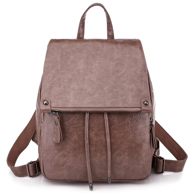Womens Faux Leather Backpack Solid Color Fashion Mini Backpack Casual Daypack