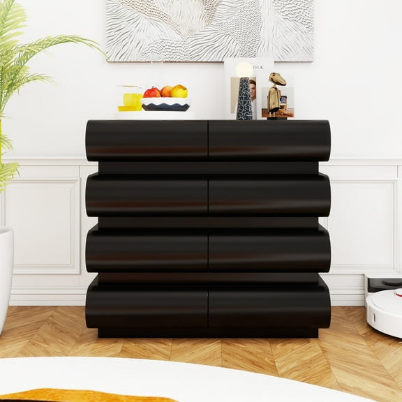 MDQMD Black Modern 8 Drawers Dresser for Clothes Storage for Bedroom, Wooden Chest of Drawers with Spacious Tabletop
