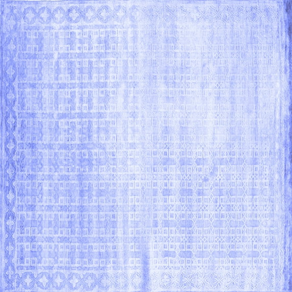 Ahgly Company Indoor Square Abstract Blue Contemporary Area Rugs, 4' Square