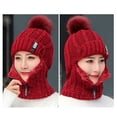 thumbnail image 5 of D-GROEE Women Winter Beanie Hats One-Piece Wool Knitted Balaclavas Mask Set Skull Neck Circle Scarf Ski Snow Hat Cap with Pompom Ball, 5 of 6