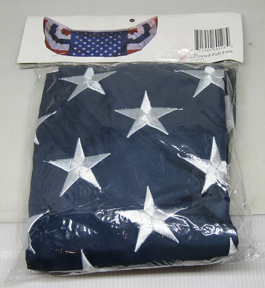 (2 PACK) 1.5x5 USA American Embroidered Sewn Nylon 2ply 1.5'x5' Bunting Fan Flag