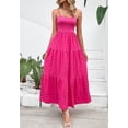 thumbnail image 3 of Pleated Layered Sleeveless Noodle Strap Below Knee Length Maxi Dress, 3 of 4