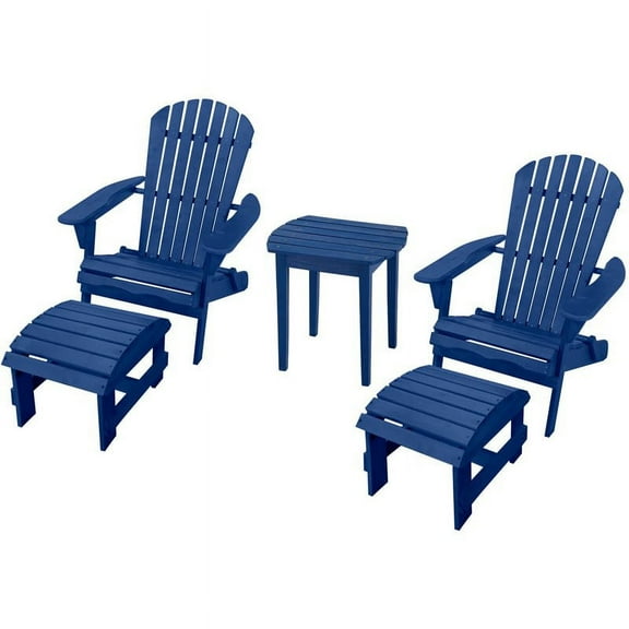 W Unlimited SW1912NVSET5 Adirondack Chair Conversation Set, Navy Blue - Set of 5