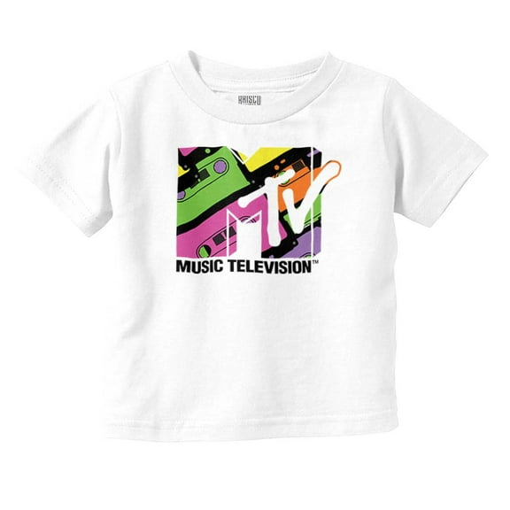 Retro 80s MTV Cassette Tapes Logo Toddler Boy Girl T Shirt Infant Toddler Brisco Brands 6M