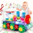 thumbnail image 6 of Zacro Transparent Electric Gear Train Toy, 360 Rotating Toy Train with Flashing Lights and Music, Bump and Go Train Toys for Toddler Boys Girls, 6 of 9