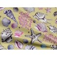 thumbnail image 5 of oneOone Rayon Pale Yellow Fabric Sea Shells Pattern Sewing Material Print Fabric By The Yard 56 Inch Wide, 5 of 8