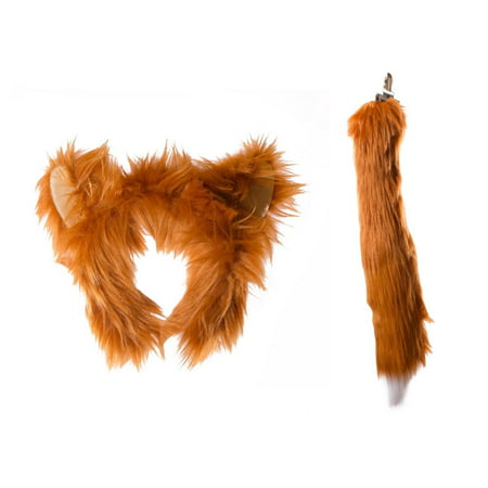 Wildlife Tree Plush Red Fox Ears Headband and Tail Set for Red Fox Costume, Cosplay, Pretend Animal Play or Forest Animal