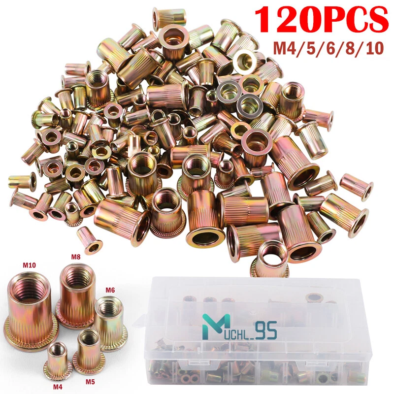 CIRCLE- 120 Pcs Zinc Steel Rivet Nut Kit Rivnut Nutsert Assort Metric M3/M4/M5/M6/M8/M10