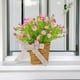 thumbnail image 5 of Cesta de guirnaldas florales de primavera y verano para puerta principal con flores simuladas y follaje verde, decoración colgante de ratán para pared en hogar y eventos., 5 of 9