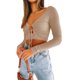thumbnail image 2 of Sunloudy Suéter de color sólido para mujer, blusas cortas sin espalda de manga larga con cuello en V profundo, S / M / L / XL Sunloudy moda, 2 of 6