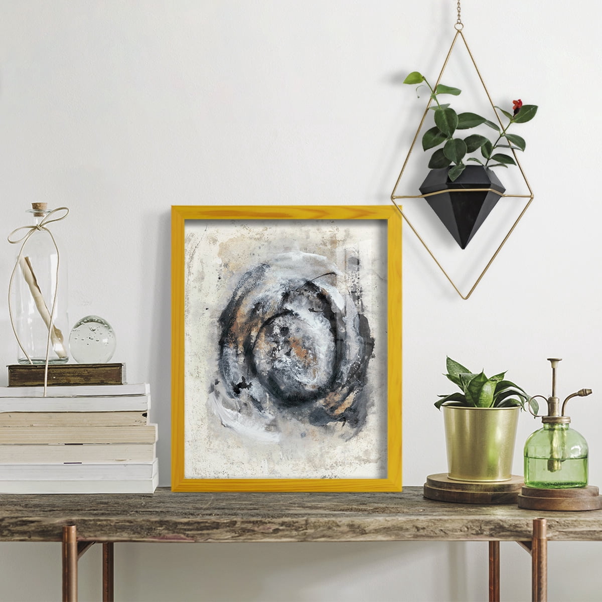 Circular Energy IV -Framed Print w/glass-Sunflower Yellow