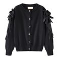 thumbnail image 2 of Ccpelsie Toddlers Big/Little Girls Cardigan Kids Sweater Button Up Long Sleeves Knitwear Open Front Crew Neck Tops(Black,7-8 Years), 2 of 9
