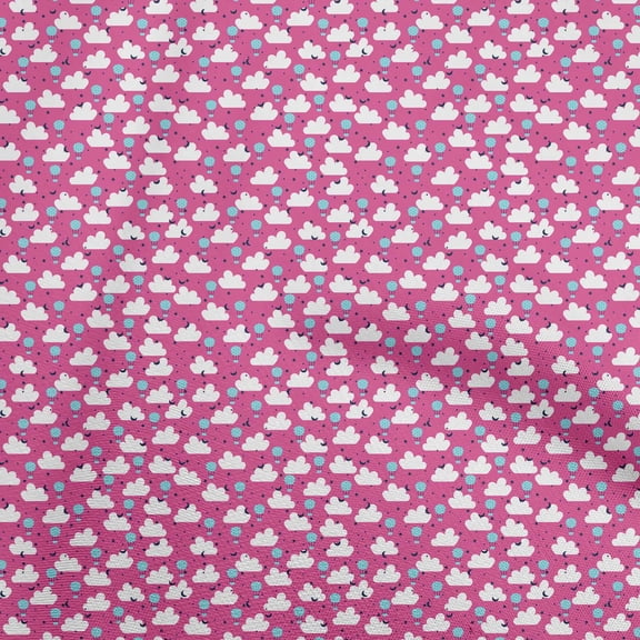 oneOone Georgette Viscose Pink Fabric Cloud Quilting Supplies Print Sewing Fabric By The Yard 42 Inch Wide