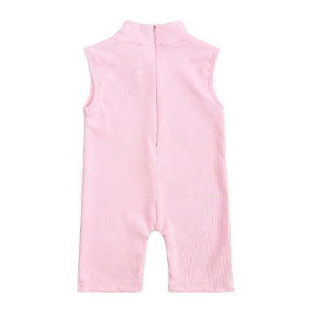 

kpoplk Baby Boy Romper Toddler Infant Baby Girl Summer Clothes Linen Romper Sleeveless Ruffle Bodysuit Backless Jumpsuit Daisy Outfit(Pink)
