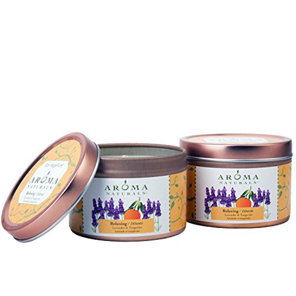 Aroma Naturals Tin Candle Essential Oil Natural Soy Scented, Lavender