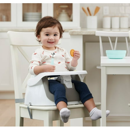 Regalo 2-in-1 Booster Seat and Grow with Me Floor Seat with Removable Feeding Tray, Indoor and Outdoor Activity Chair, Gray