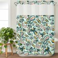 thumbnail image 3 of Boho Sage Green Floral No Hook Shower Curtain Waterproof,Bathroom Curtains with Snap in Liners and See Through Top Window,Farmhouse Botanical Vintage Paisley Flower Bathtub Curtains Shower 60"Wx72"L, 3 of 8