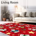thumbnail image 2 of ODIKA 6'x9' Machine Washable Non-Slip Area Rug, Vintage Sleigh Ride with Classic Snowman and Details High Traffic Rug, Red, 626176, 2 of 7