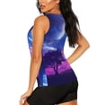 thumbnail image 3 of Balery Dreamy Colorful Starry Sky Camiseta sin mangas estampada ligera para mujer, tops de entrenamiento sin mangas, camisetas de yoga transpirables de secado rápido.-XX-Large, 3 of 7