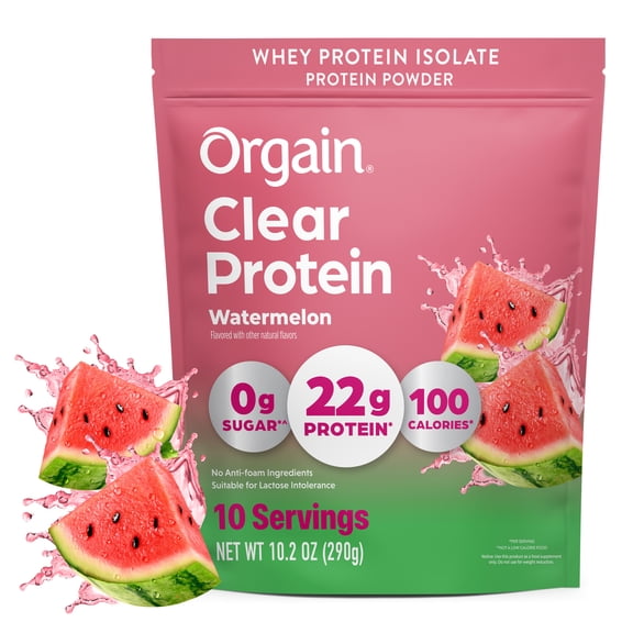 Orgain Clear Whey Isolate Protein Powder, Watermelon, 10.2 oz., 10 servings